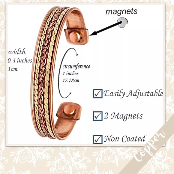 Copper Southwest-Styled Eclectic Artisan Bangle Cuff w/ Rope & Chain-Styled Trim - Picture 8 of 8